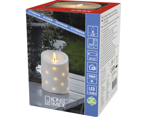 Konstsmide LED-echte waskaars met timer voor buiten in de verpakking