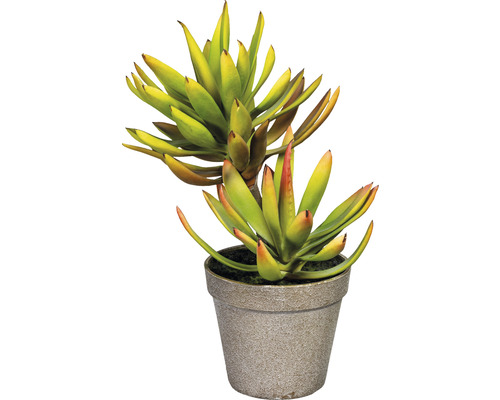 Kunstplant Aloe plicatilis groen bruin in pot H 30 cm