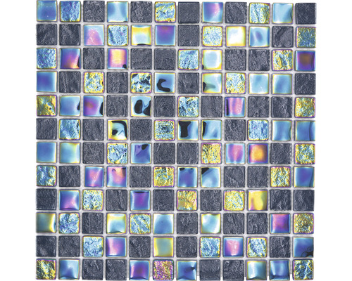Glasmozaïek CM S265 Quadrat Crystal mix Shell SAPHIRE 25, 30,4x30,4cm