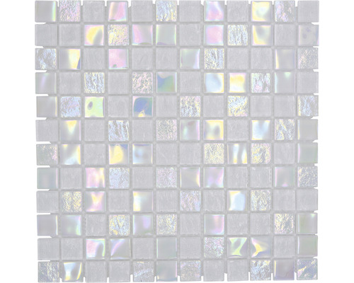 Glasmozaïek CM S100 Quadrat Crystal mix Shell MYSTIC 25, 30,4x30,4cm Vierkante glazen mozaïektegel voor wand en vloer