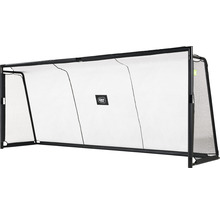 Voetbaldoel met net en zwart frame