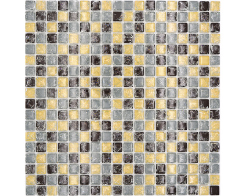 Glasmozaïek XIC 1088 Quadrat Crystal mix blue/beige/brown 30x30cm Vierkante mozaïektegels van glas