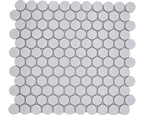 Keramisch mozaïek Dots 11G Dots uni wit mat 31,2x33cm Mozaïektegel met ronde stenen