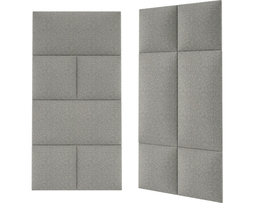 Twee geluidsabsorberende wandpanelen met stoffen bekleding