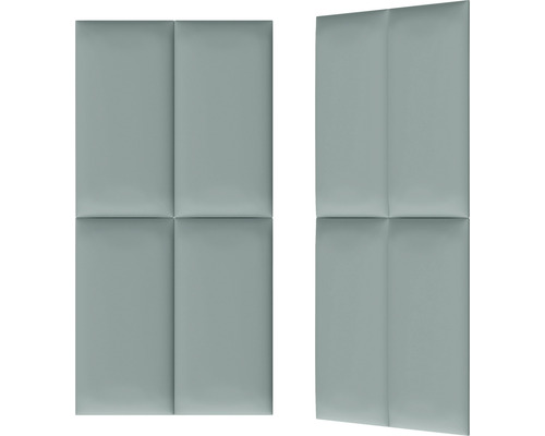 Twee grijze wandpanelen met vier rechthoekige delen