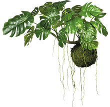 Kunstmatige Monstera plant met mosbal en hangende ranken
