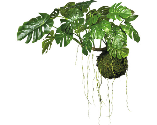 Kunstplant Splitblad philodendron hanger met moskluit groen H 28 cm