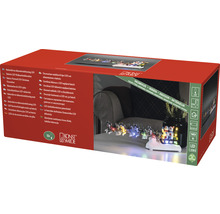 Verpakking van een LED kerstdecoratie met husky slee en sneeuwpopfiguren voor binnenshuis