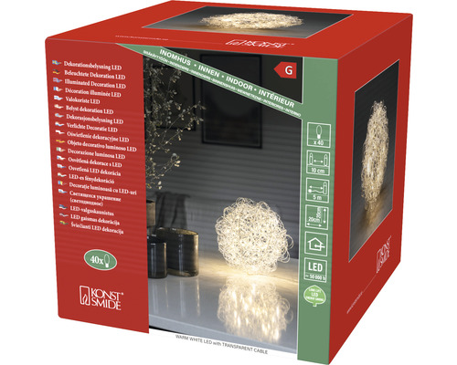 Verpakking van een LED-decoratielamp voor binnenshuis met warm wit licht en transparante kabel