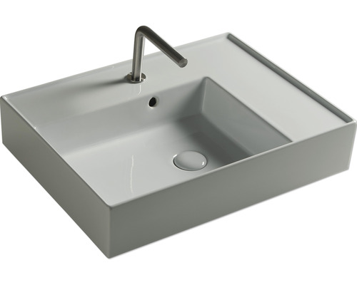 Rechthoekige keramische wastafel met kraan