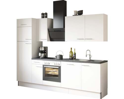 OPTIFIT Keukenblok met apparatuur Bengt932 wit mat 270x60 cm Keuken met spoelbak, kookplaat, oven en afzuigkap