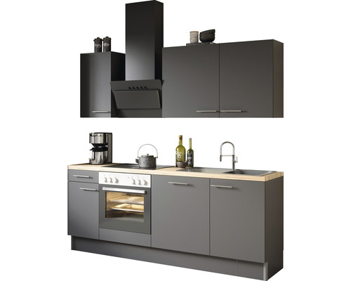 OPTIFIT Keukenblok met apparatuur Ingvar420 antraciet mat 210x60 cm