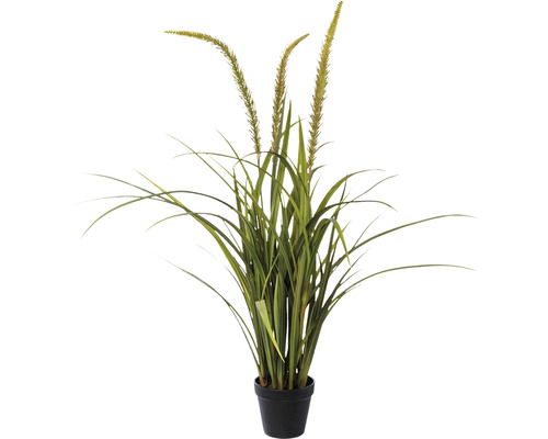 Kunstplant Siergras miscanthus groen in pot H 90 cm