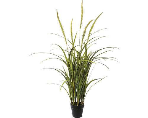 Kunstplant Siergras miscanthus groen in pot H 120 cm