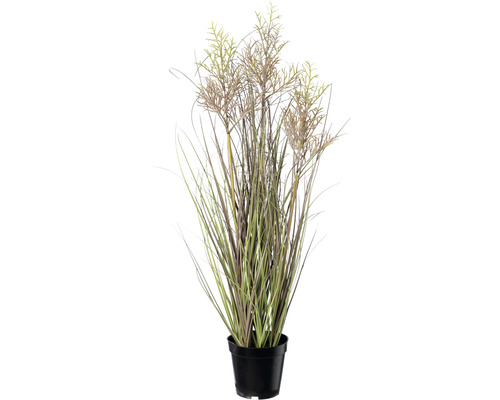 Kunstplant Veerrietgras bont in pot H 83 cm