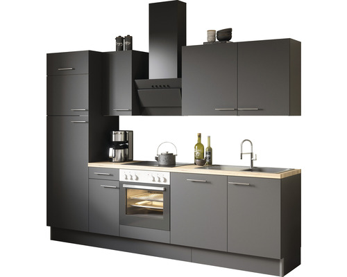OPTIFIT Keukenblok met apparatuur Ingvar420 antraciet mat 270x60 cm