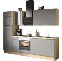 Moderne keuken met apparatuur, spoelbak en werkblad.