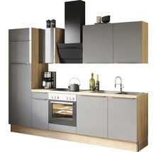 Moderne keuken met inbouwapparatuur en grijze fronten
