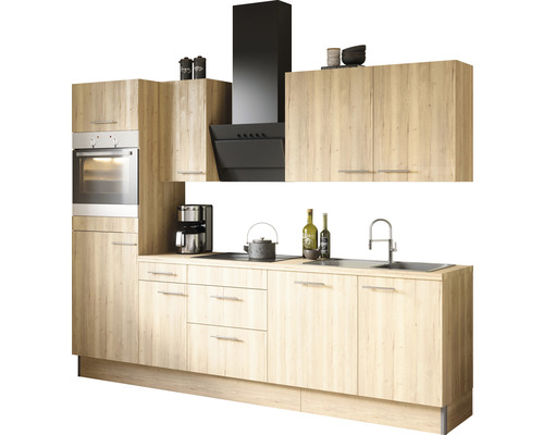 OPTIFIT Keukenblok met apparatuur Erik290 wild eiken mat 270x60 cm Keukenblok met boven- en onderkasten, afzuigkap en inbouwoven