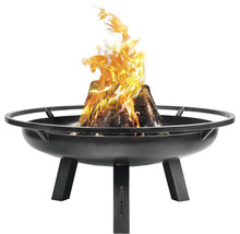 Vuurschaal met hout en vlammen