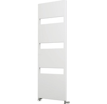 Witte badkamerradiator met drie rechthoekige uitsparingen