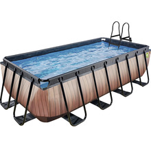 EXIT Wood zwembad met filterpomp - bruin 400 x 200 x 100 cm