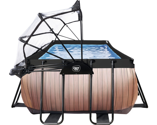 Rechthoekig zwembad met overkapping voor buiten