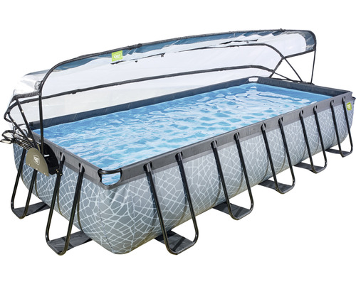 Rechthoekig zwembad met overkapping voor buiten