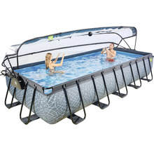 Rechthoekig frame zwembad met overkapping en patroon