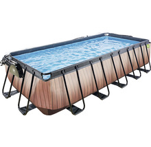 Rechthoekig frame zwembad met houtlook en water