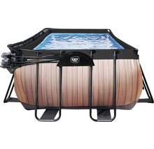 Opzetzwembad met houtlook en zwart frame