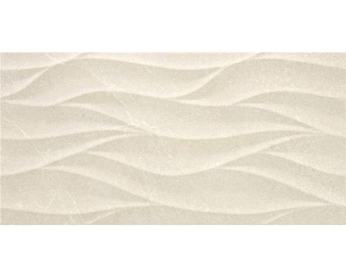 Decoratietegel wand Adobo beige décor 25x50 cm Keramische tegel met golfpatroon