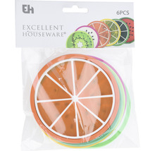 Verpakking met zes onderzetters in het design van een fruitschijf