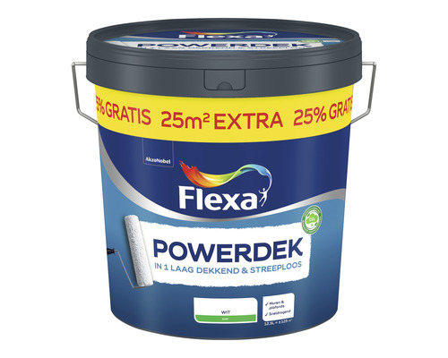 FLEXA Powerdek muren & plafonds wit 10 l + 25%