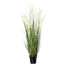 Decoratieve kunstplant met groene bladeren en witte bloemen in een pot