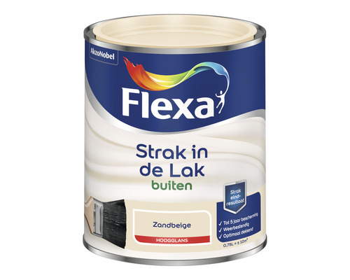 FLEXA Strak in de lak buitenlak hoogglans zandbeige 750 ml Flexa lakverf voor buiten, zandbeige, hoogglans, blik van 0,75 liter