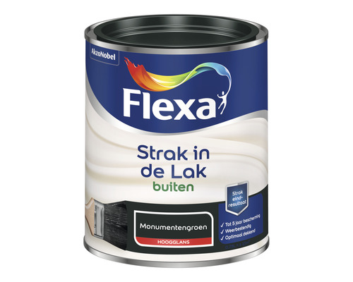 FLEXA Strak in de lak buitenlak hoogglans monumentengroen 750 ml Flexa lak voor buiten, monumentengroen, hoogglans