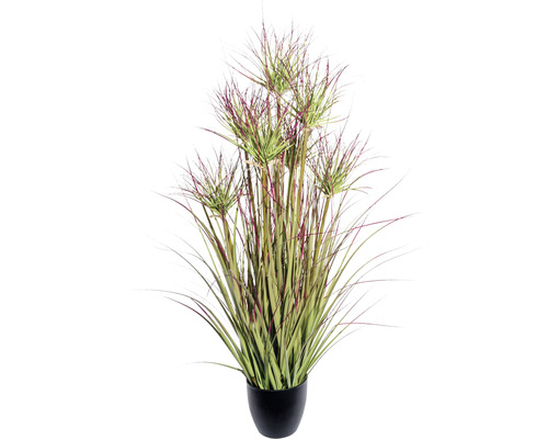 Kunstplant Cypergras groen rood in pot H 95 cm