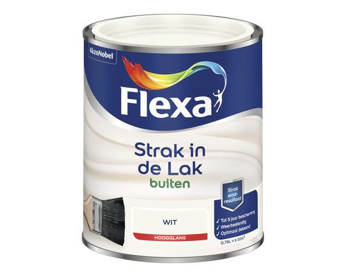 FLEXA Strak in de lak buitenlak hoogglans wit 750 ml Flexa lakverf voor buiten, wit, hoogglans, 0,75 liter