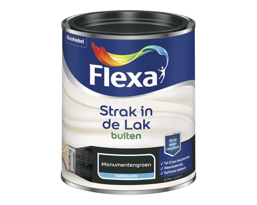 FLEXA Strak in de lak buitenlak zijdeglans monumentengroen 750 ml Flexa lakverf voor buiten, monumentengroen, zijdeglans, 0,75 liter blik