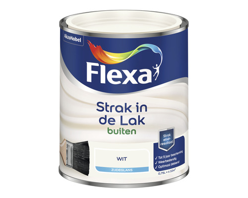FLEXA Strak in de lak buitenlak zijdeglans wit 750 ml Flexa lakverf voor buiten in wit, zijdeglans