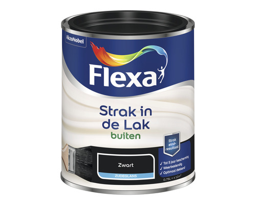 FLEXA Strak in de lak buitenlak zijdeglans zwart 750 ml Flexa lakverf zwart zijdeglans, 0,75 liter blik