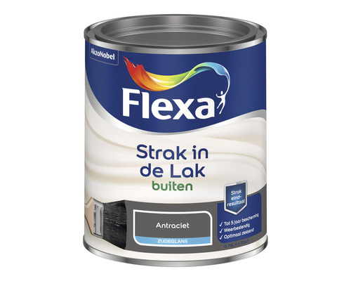 FLEXA Strak in de lak buitenlak zijdeglans antraciet 750 ml Flexa lak voor buiten, antraciet, zijdeglans, 0,75 liter