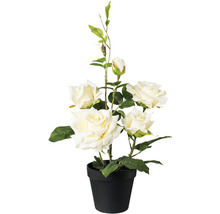 Kunstbloem roos in zwarte pot
