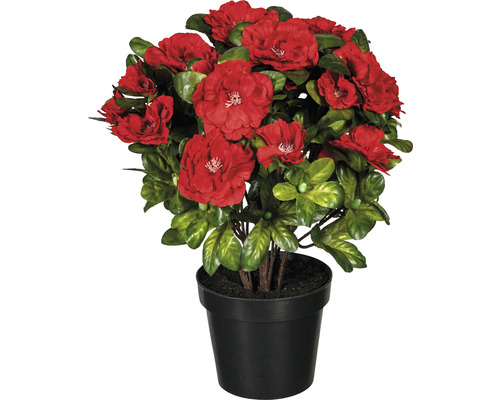 Kunstplant Azalea rood in pot H 32 cm
