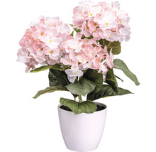 Kunstplant Hortensia roze in pot H 32 cm