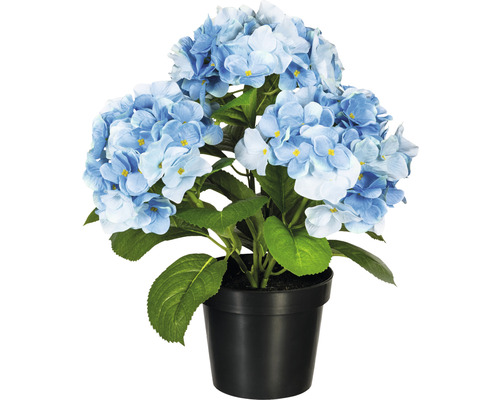 Kunstplant Hortensia blauw in pot H 32 cm