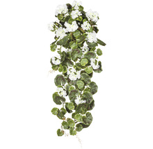 Kunstmatige hangplant met witte bloemen en groene bladeren ter decoratie