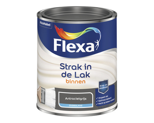 FLEXA Strak in de lak binnenlak zijdeglans antracietgrijs 750 ml Flexa lak voor binnen, antracietgrijs, zijdeglans