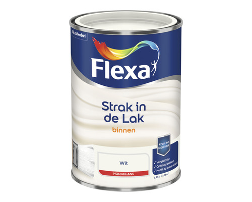 FLEXA Strak in de lak binnenlak hoogglans wit 1,25 l Flexa lakverf, wit, hoogglans, voor binnengebruik